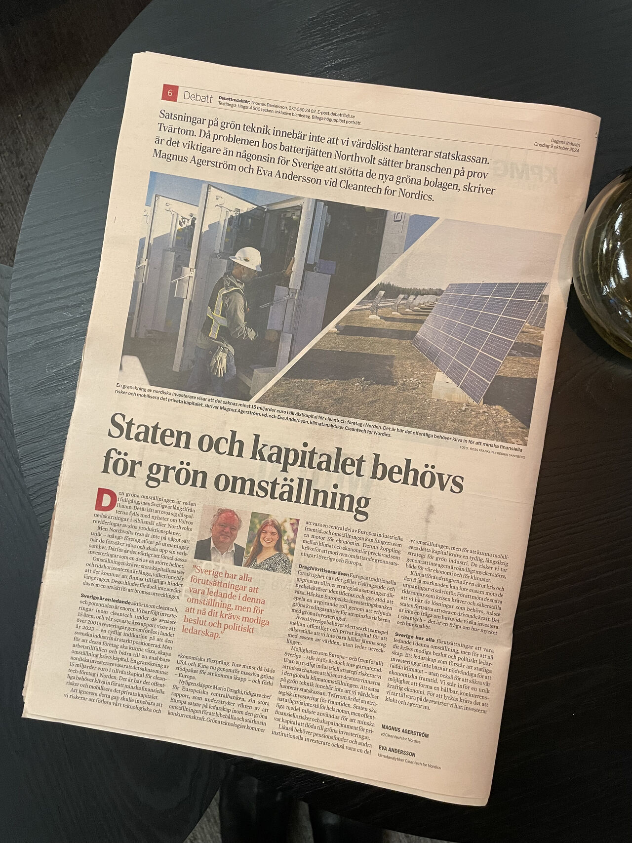 Op-ed alert in Dagens Industri